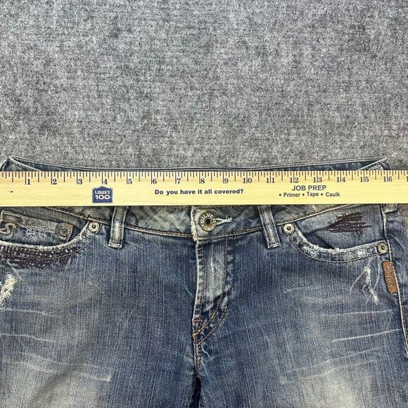 Vintage y2k Silver Jeans Women 29 Flare Low Rise Distressed Nice Fading 32x30 - Picture 10 of 16